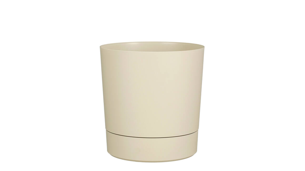 Plantenpot Mica Coco met schotel rond hoogte 23,5 Ø22,5 cm beige