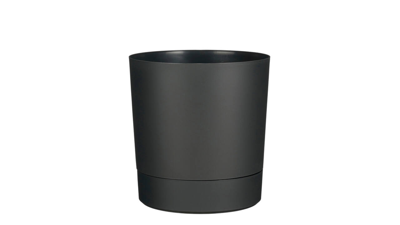 Plantenpot Mica Coco met schotel rond hoogte 29,5 Ø28 cm antraciet