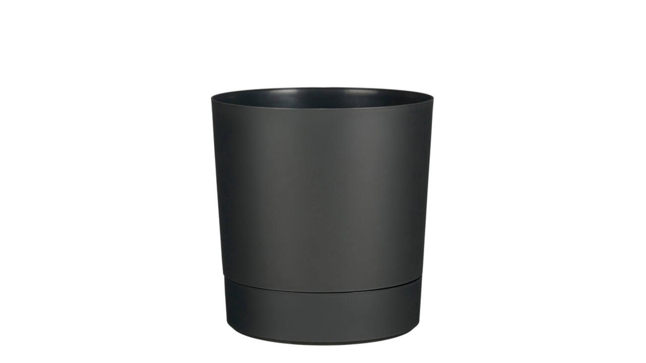 Plantenpot Mica Coco met schotel rond hoogte 23,5 Ø22,5 cm antraciet