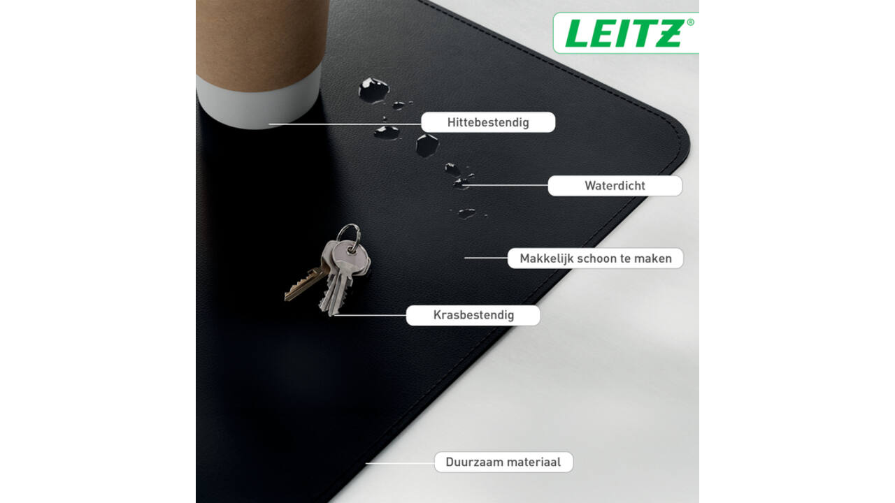Bureau-onderlegger Leitz 80x40cm oprolbaar zwart