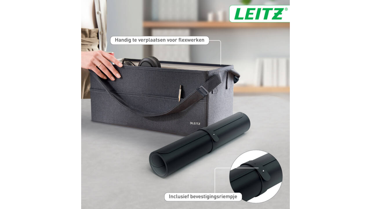 Bureau-onderlegger Leitz 80x40cm oprolbaar zwart