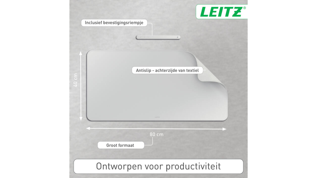Bureau-onderlegger Leitz 80x40cm oprolbaar grijs