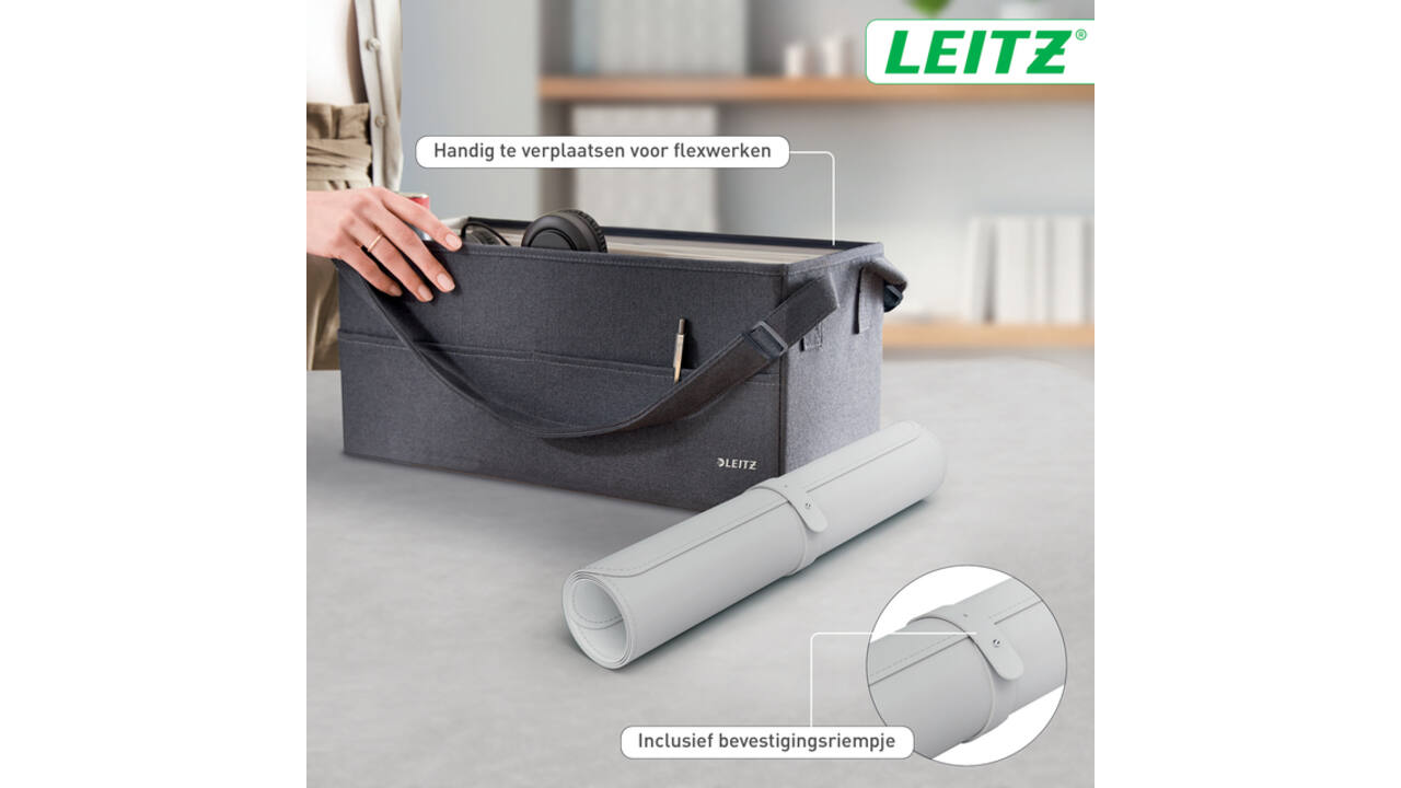 Bureau-onderlegger Leitz 80x40cm oprolbaar grijs