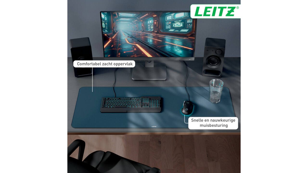 Bureau-onderlegger Leitz 100x40cm oprolbaar donkergrijs