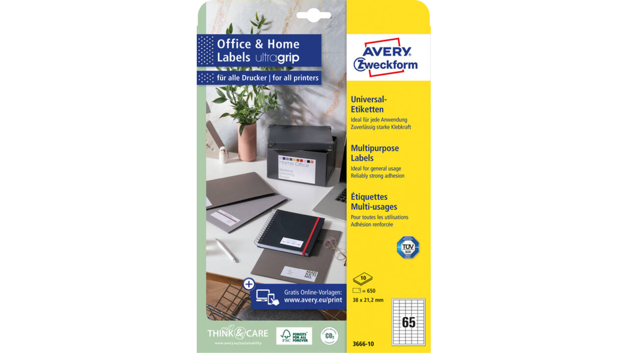 Etiket Avery 3666-10 38x21.2mm wit 650 stuks