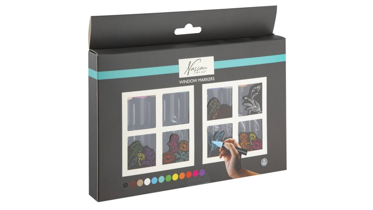 Krijt en raammarkers Nassau set à 12 kleuren