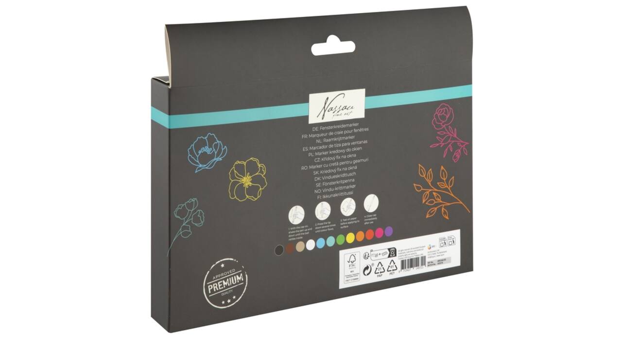 Krijt en raammarkers Nassau set à 12 kleuren