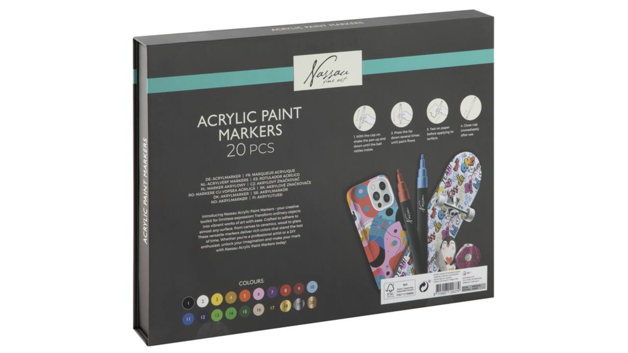 Acrylmarker Nassau set à 20 kleuren