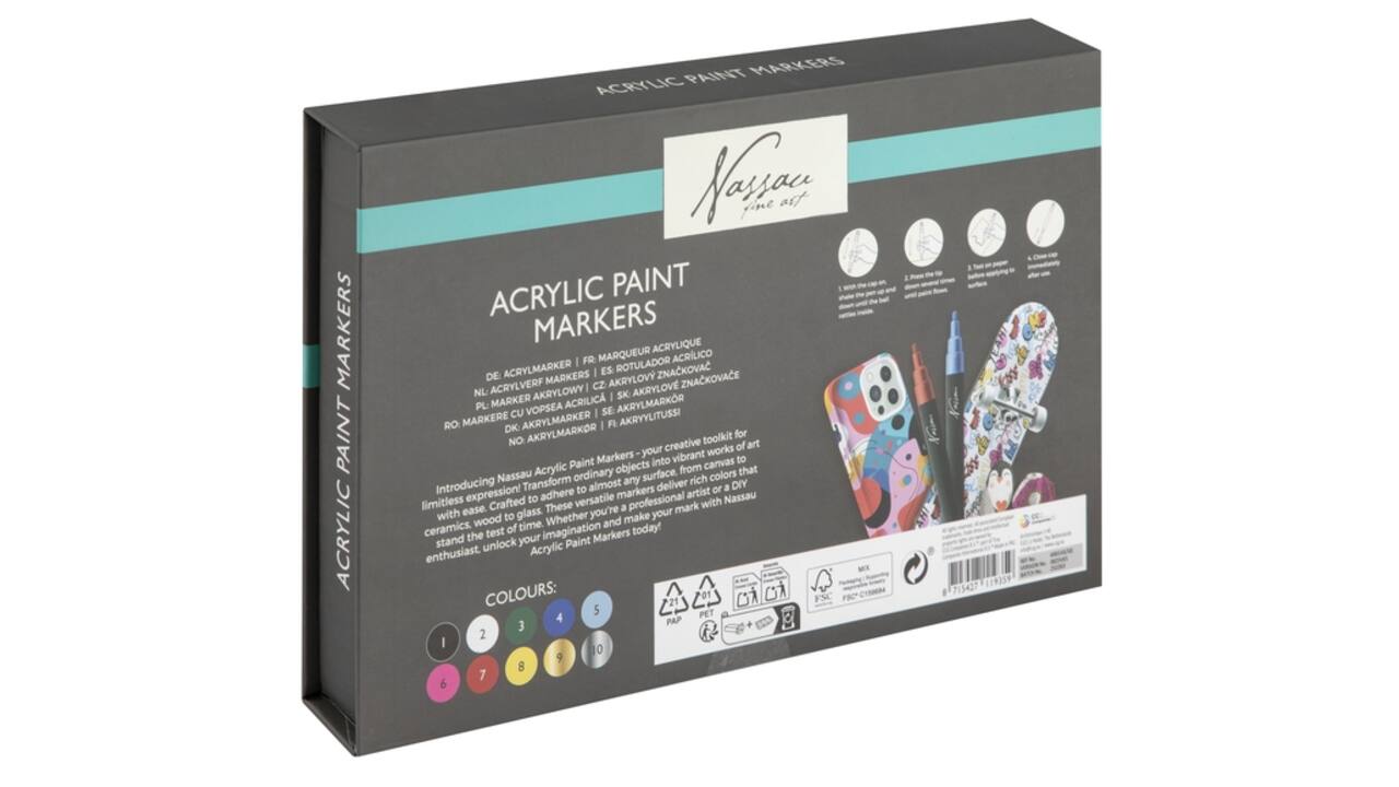 Acrylmarker Nassau set à 10 kleuren
