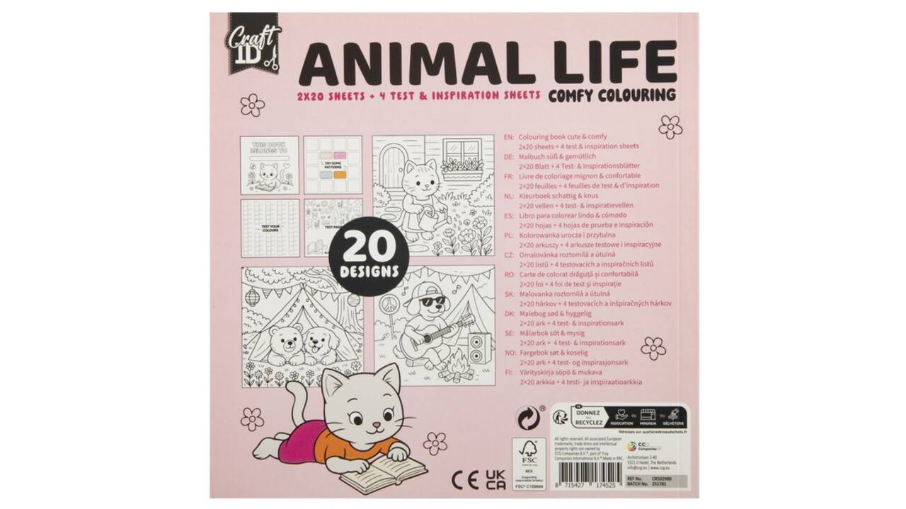 Kleurboek Craft ID Cute & Comfy 20c20cm 4 stuks assorti