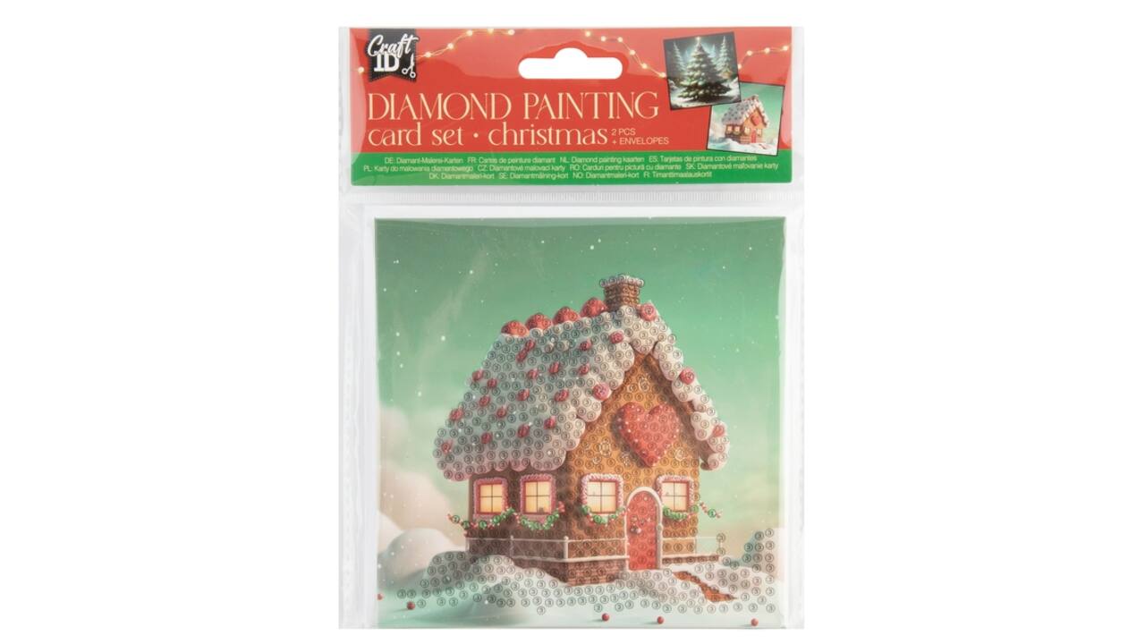 Diamondpaintingkaarten Craft ID Kerst 13x13cm 2 stuks assorti