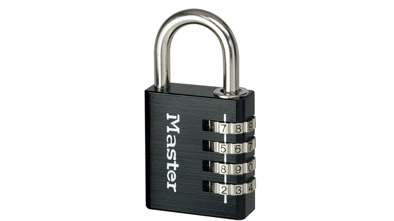 Hangslot MasterLock combinatieslot aluminium + hoofdsleutel 40mm