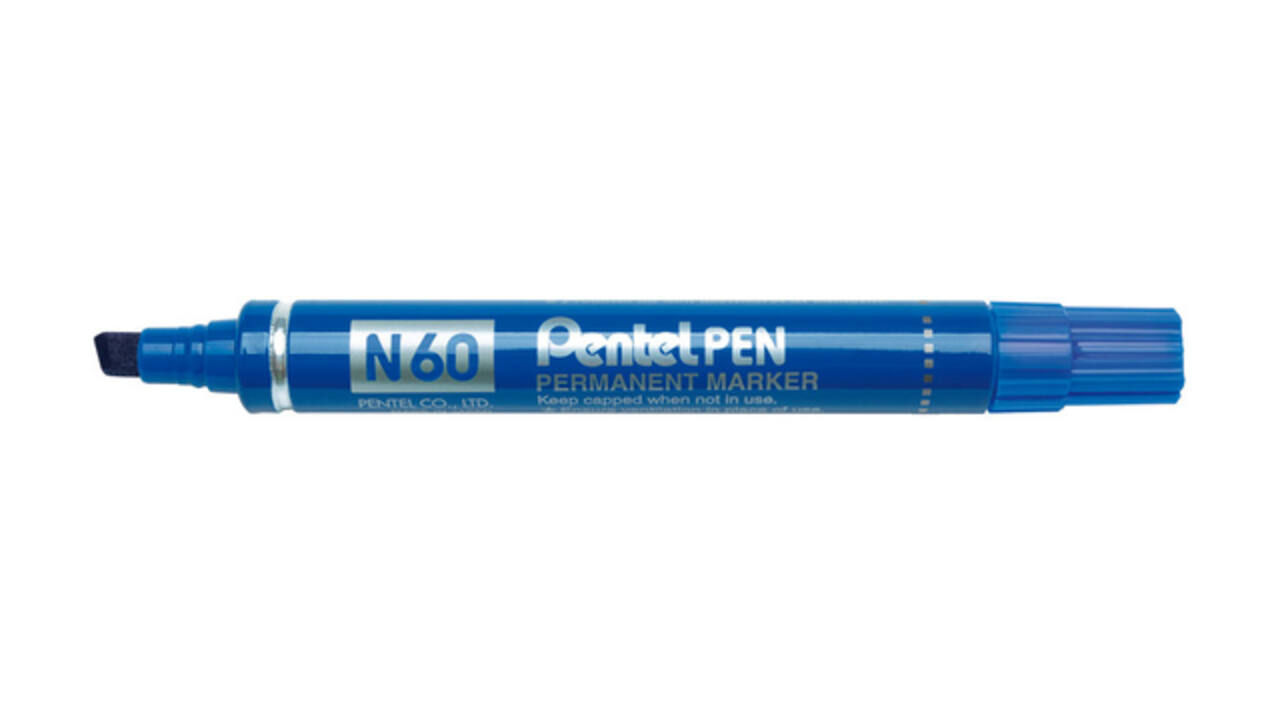 Viltstift Pentel N60 schuin 1.2-6mm blauw