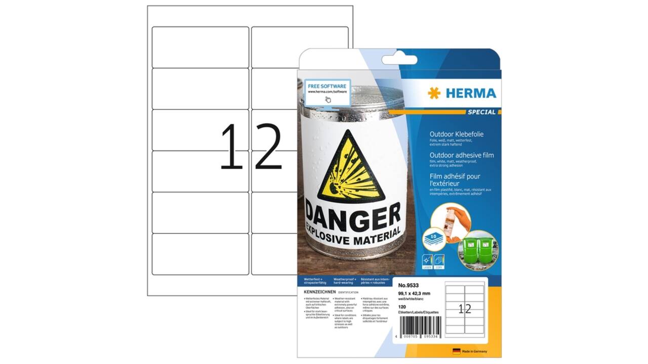 Etiket HERMA 9533 99.1x42.3mm weerbestendig 120 stuks