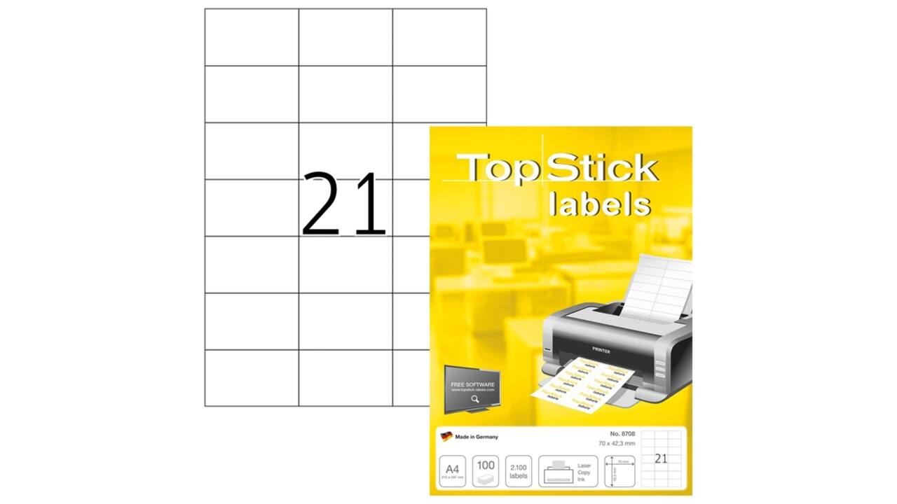 Etiket TopStick 8708 70x42.3mm wit 2100 stuks