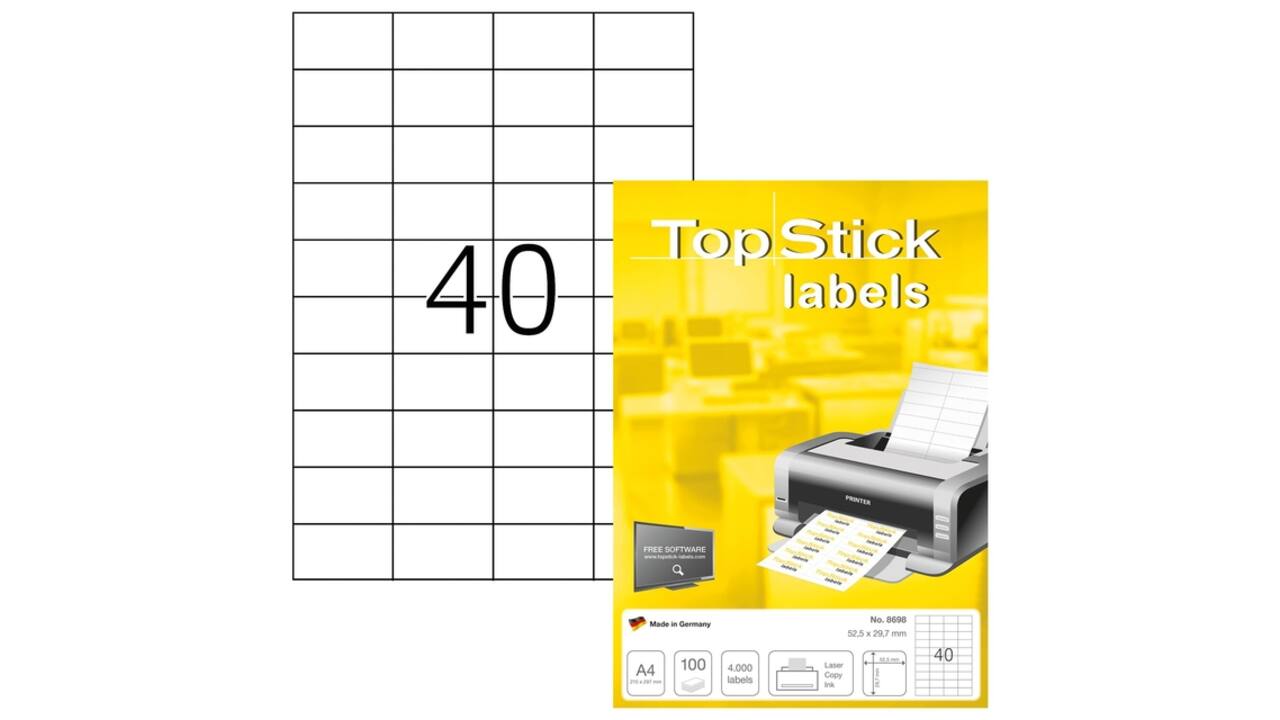 Etiket TopStick 8698 52.5x29.7mm wit 4000 stuks