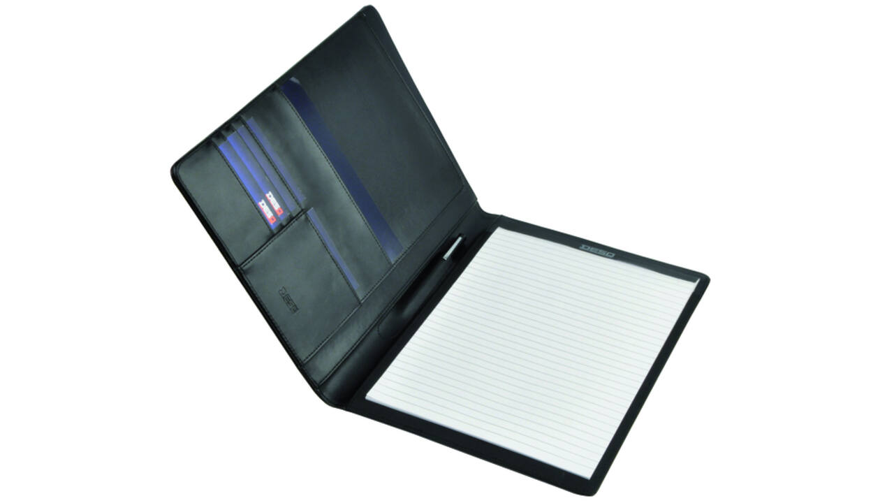 Schrijfmap DESQ A4 leder zwart