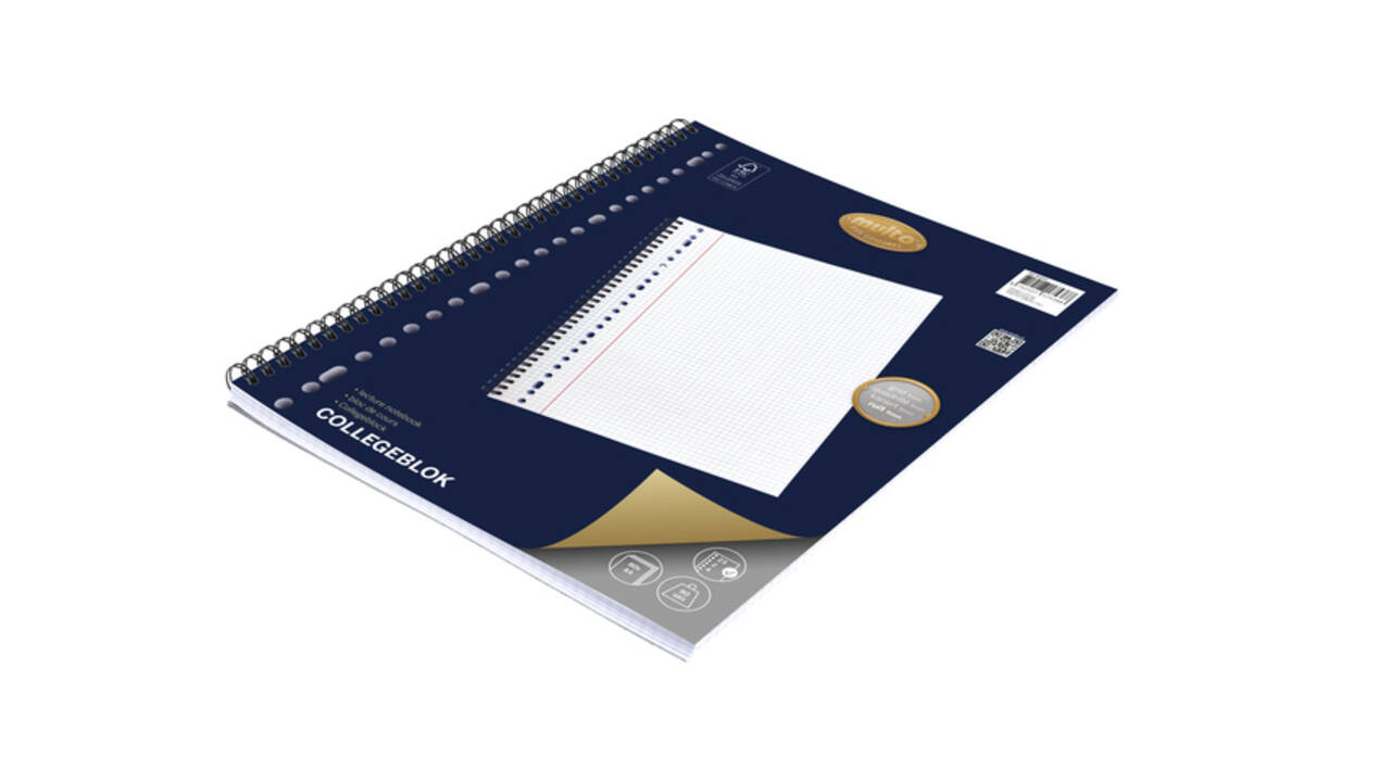 Collegeblok Multo A4 ruit  5mm 23 gaats 160 pagina's 90 gram