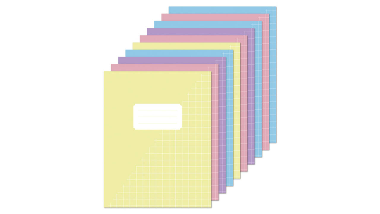 Schrift Kangaro A5 ruit 10mm 80 pagina's 60 gram assorti pastel 10st