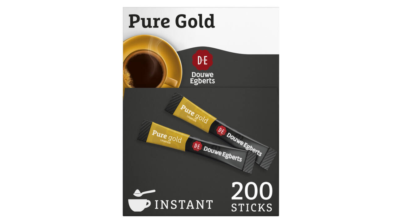 Koffie Douwe Egberts pure gold instant sticks doos 200 stuks