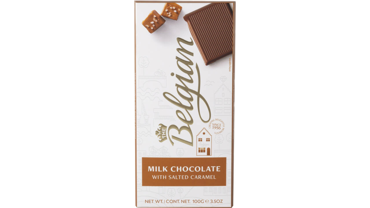 Chocolade The Belgian melk karamel zout reep 100 gram