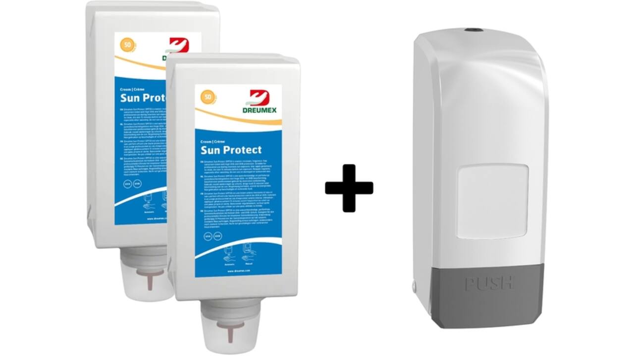 Zonnebrandcrèmedispenser Dreumex Sun Protect startpakket wit