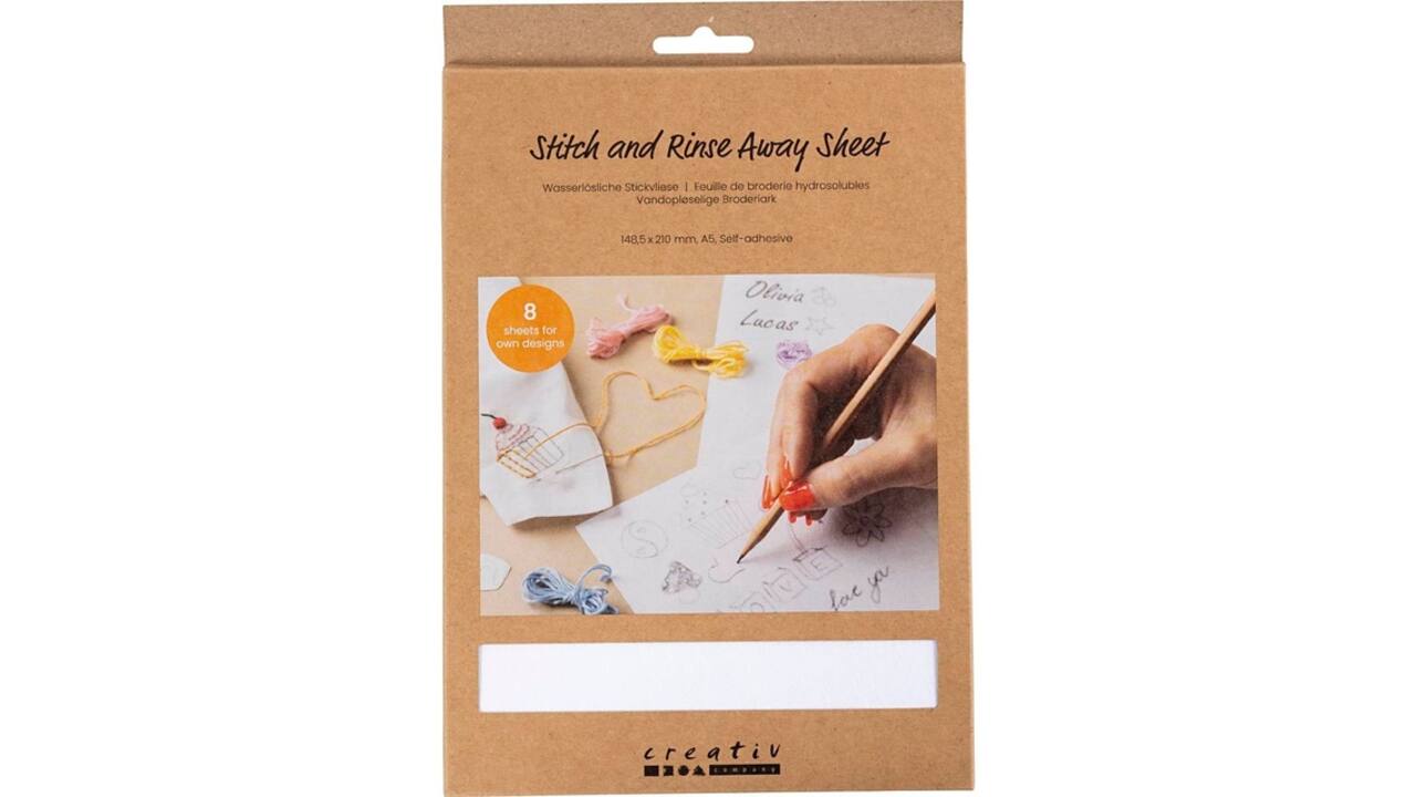 Borduurpapier Creativ Company A5 blister à 8 vellen wit