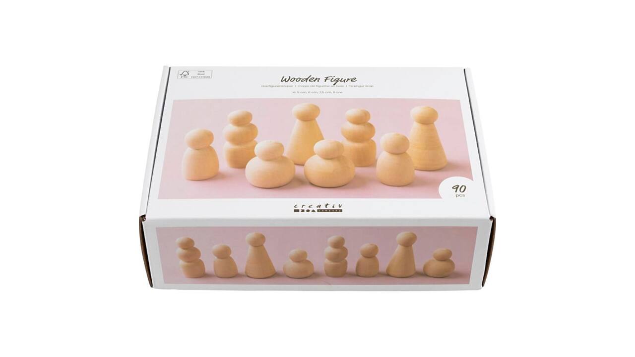Figuurtjes Creativ Company hout doos à 90 stuks