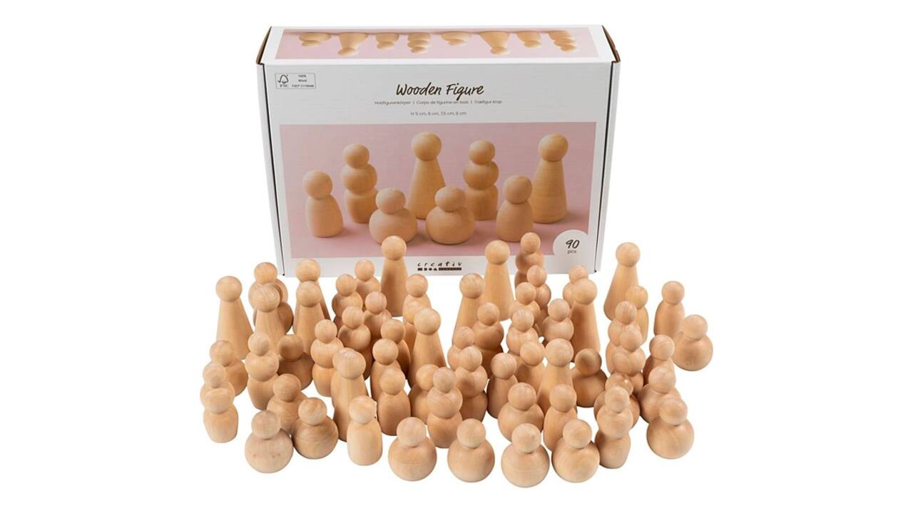 Figuurtjes Creativ Company hout doos à 90 stuks