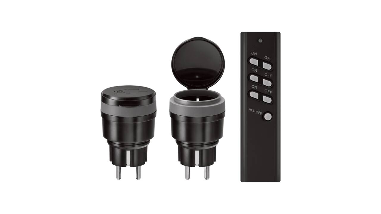 Stekkerschakelaarset voor buiten KlikAanKlikUit 3500W AGC2-3500R zw