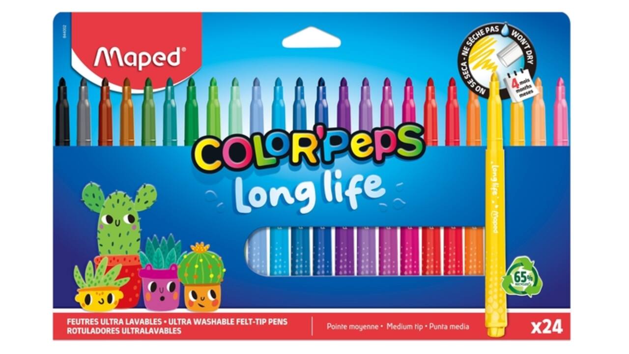 Viltstift Maped Color'Peps Long Life 2.0 set à 24 stuks assorti