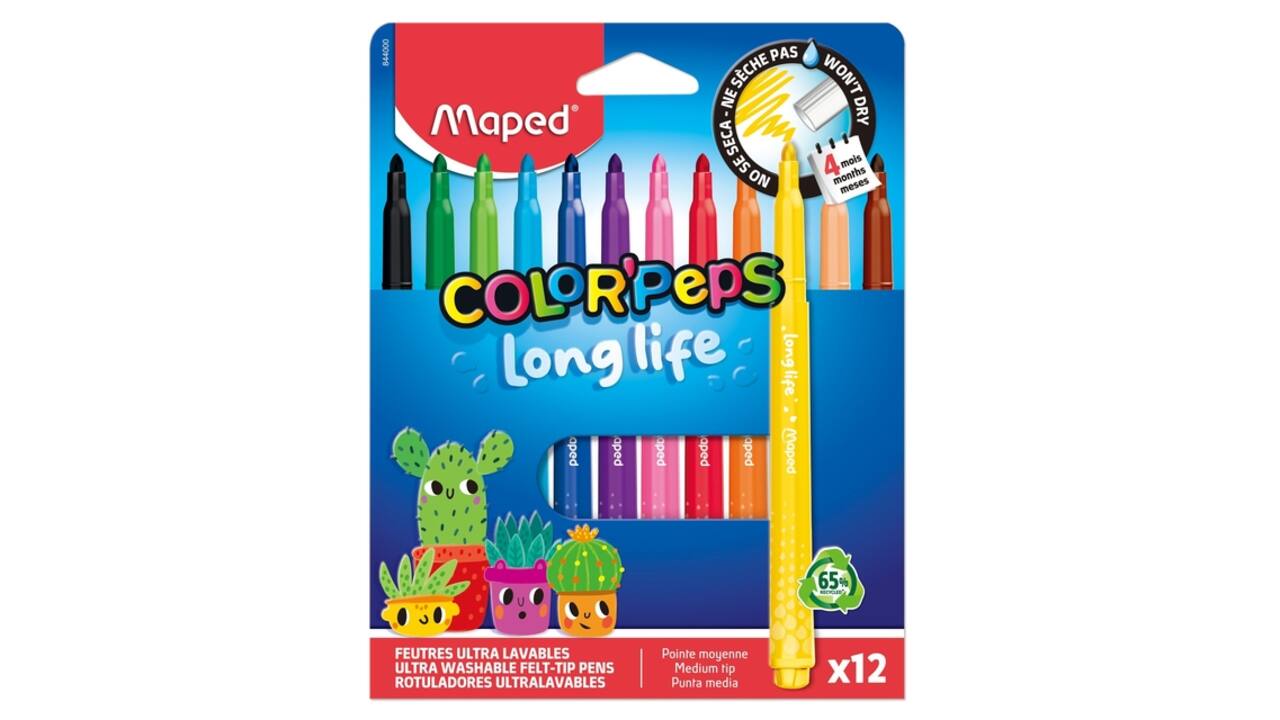Viltstift Maped Color'Peps Long Life 2.0 set à 12 stuks assorti