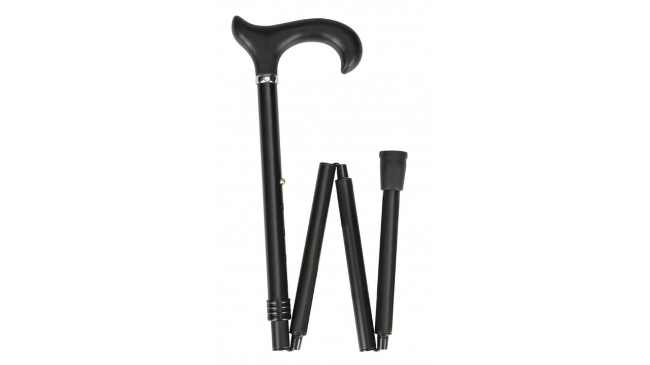 Wandelstok Able2 opvouwbaar soft derby handvat zwart