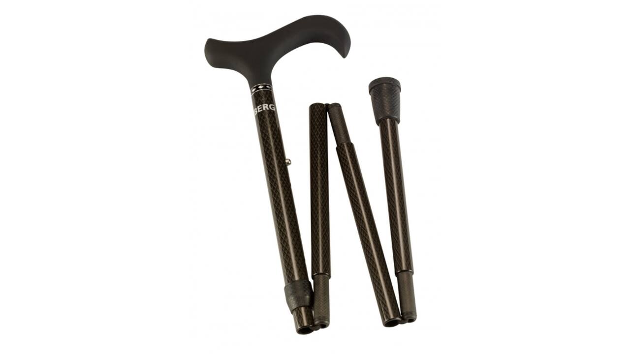 Wandelstok Able2 opvouwbaar carbon soft derby handvat zwart