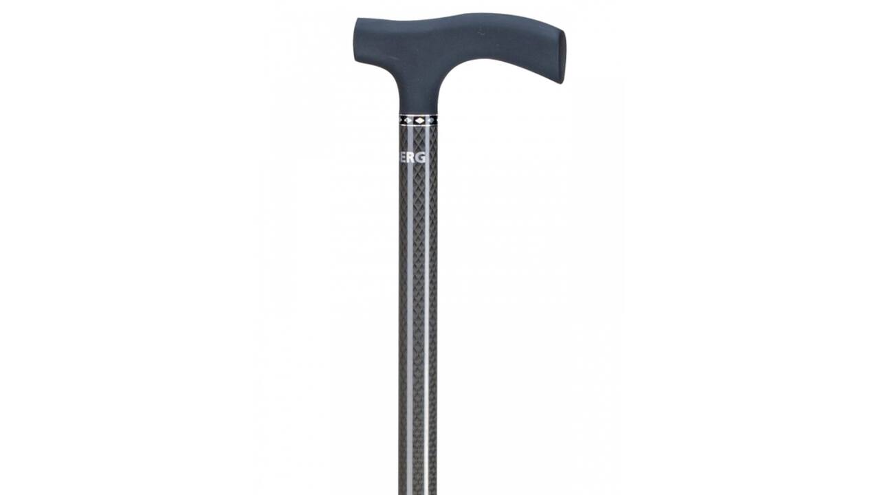 Wandelstok Able2 carbon soft recht handvat zwart