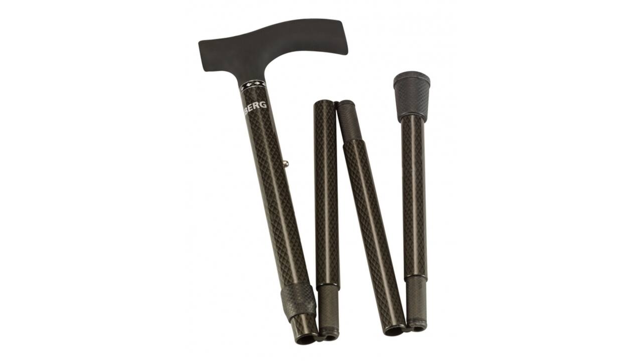 Wandelstok Able2 opvouwbaar carbon soft recht handvat zwart