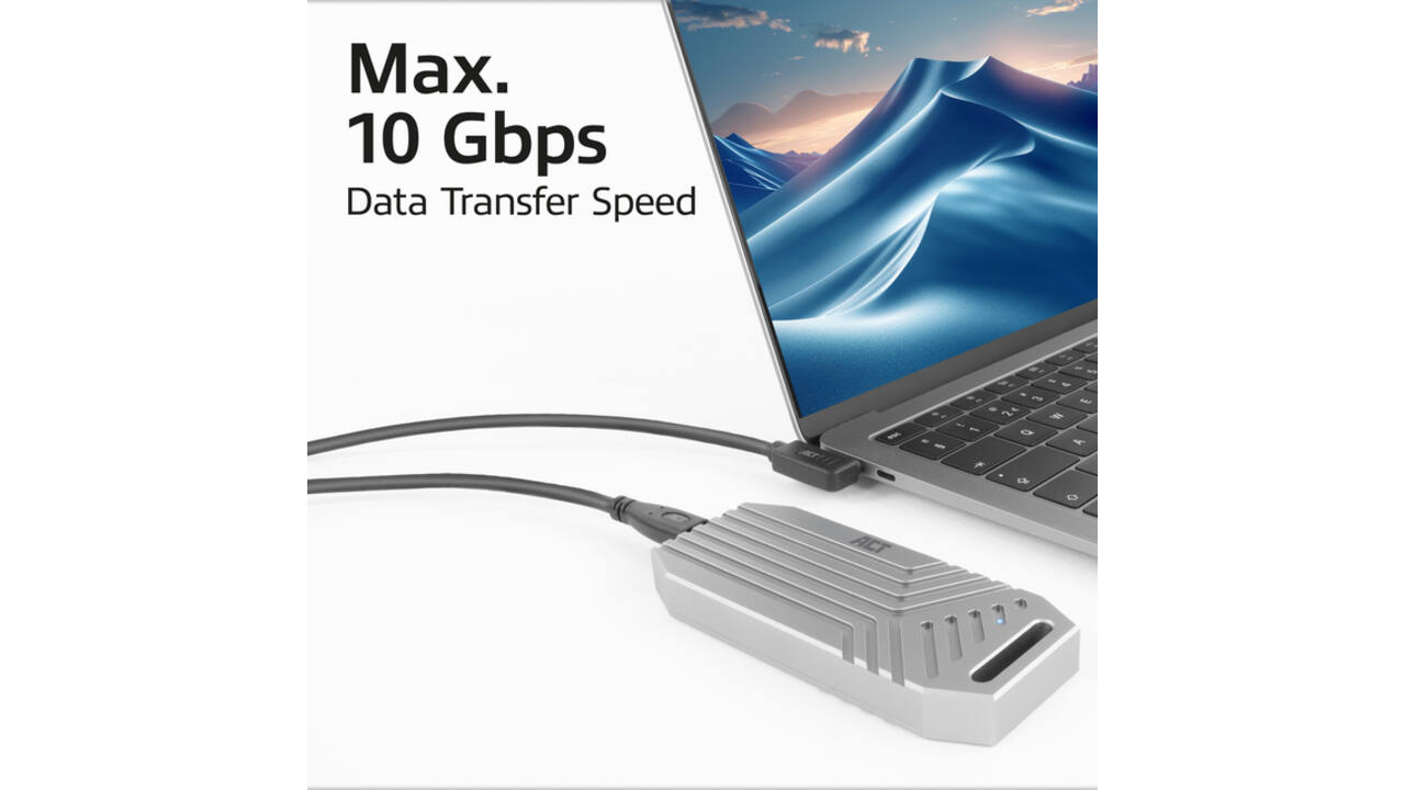 Kabel ACT USB-C standaard naar USB-C hoek 10Gbps 1m