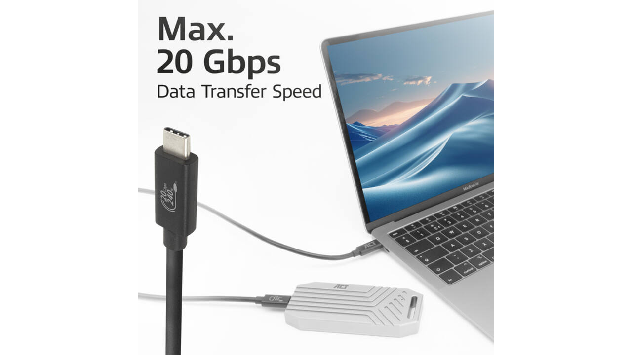 Kabel ACT USB-C 4.0 20Gbps Thunderbolt 3 2m