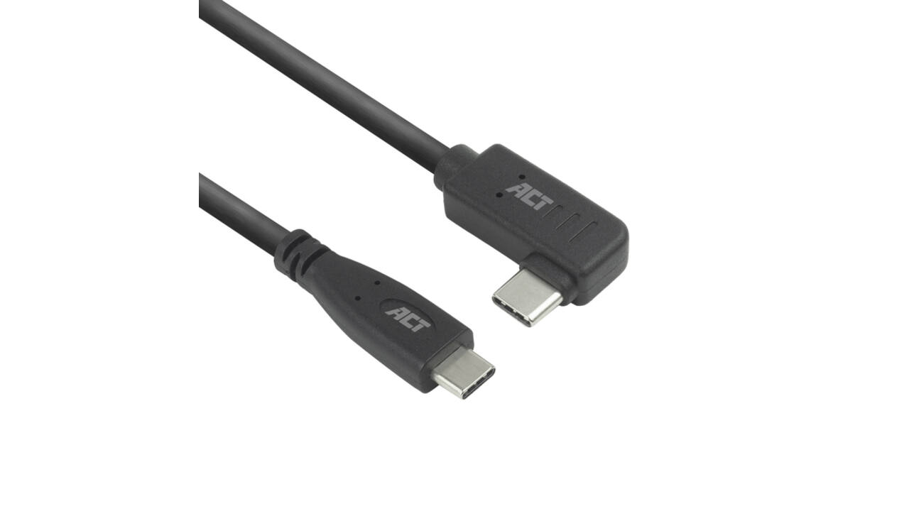 Kabel ACT USB-C standaard naar USB-C hoek 10Gbps 2m