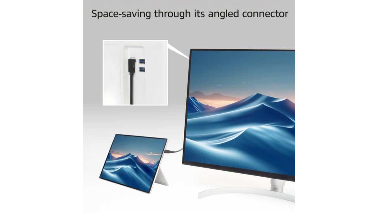 Kabel ACT USB-C standaard naar USB-C hoek boven/beneden 10Gbps 2m
