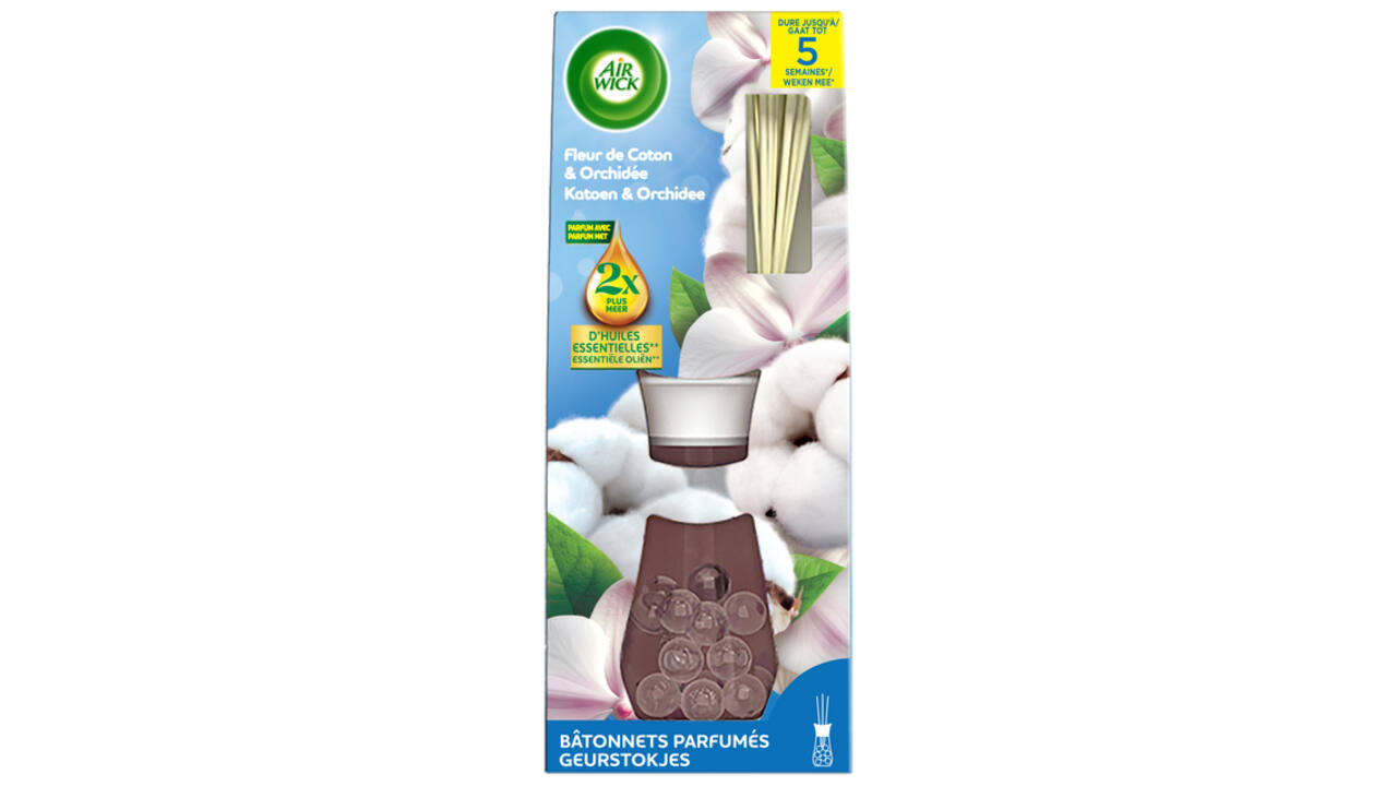Geurstokjes AirWick Essential Oil Katoen & Orchidee 25ml
