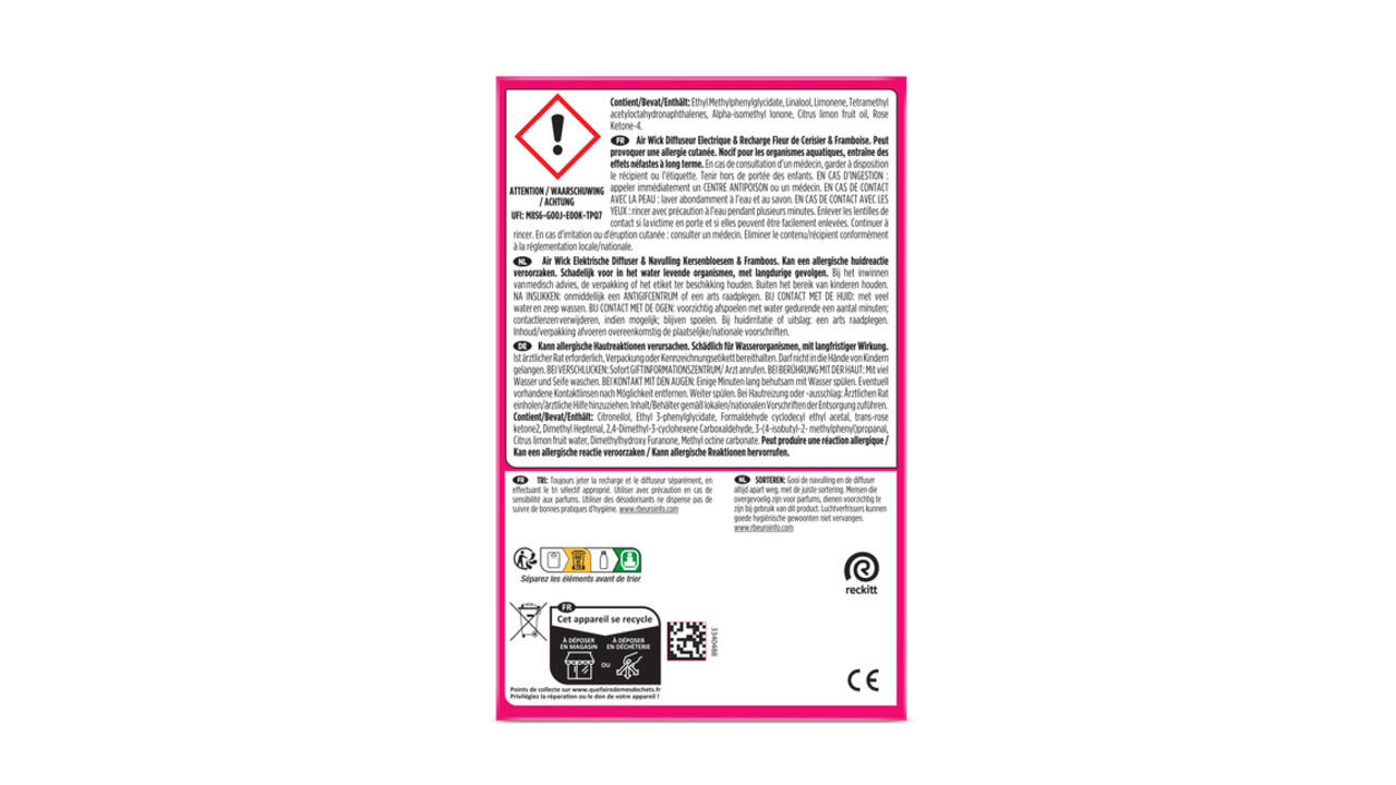 Luchtverfrisser AirWick Electrical Kersenbloesem & Framboos Starter Kit 19ml