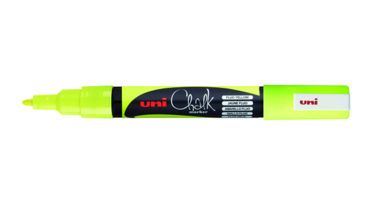 Krijtstift Uni-ball chalk rond 0.9-1.3mm  fluor geel