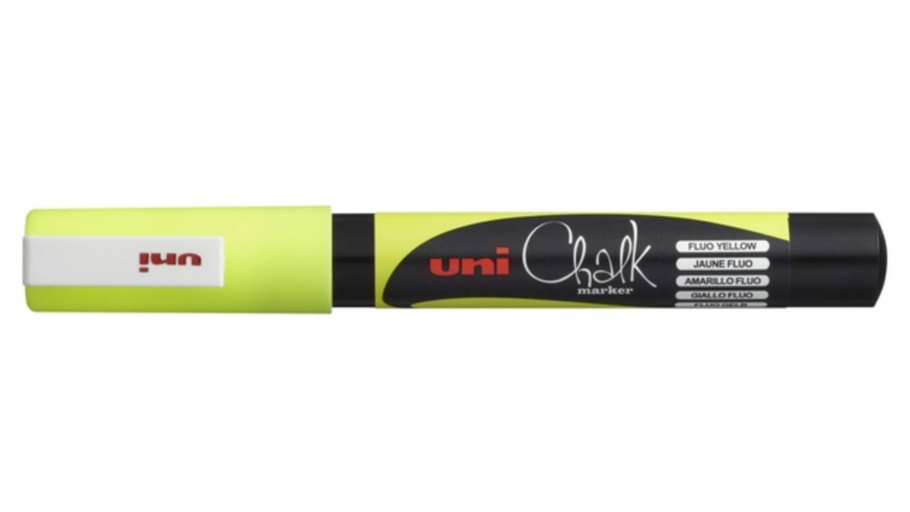 Krijtstift Uni-ball chalk rond 0.9-1.3mm  fluor geel