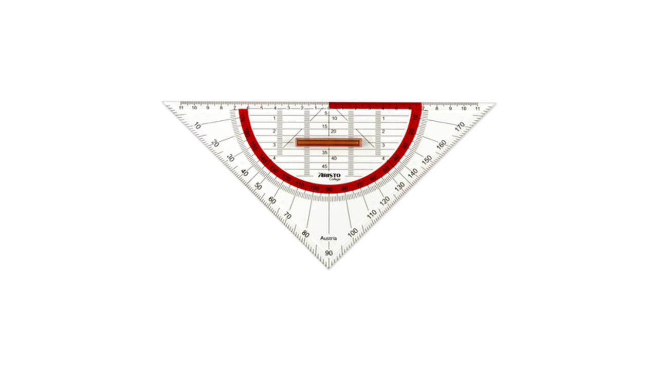 Geodriehoek Aristo GEOCollege 220mm met greep transparant