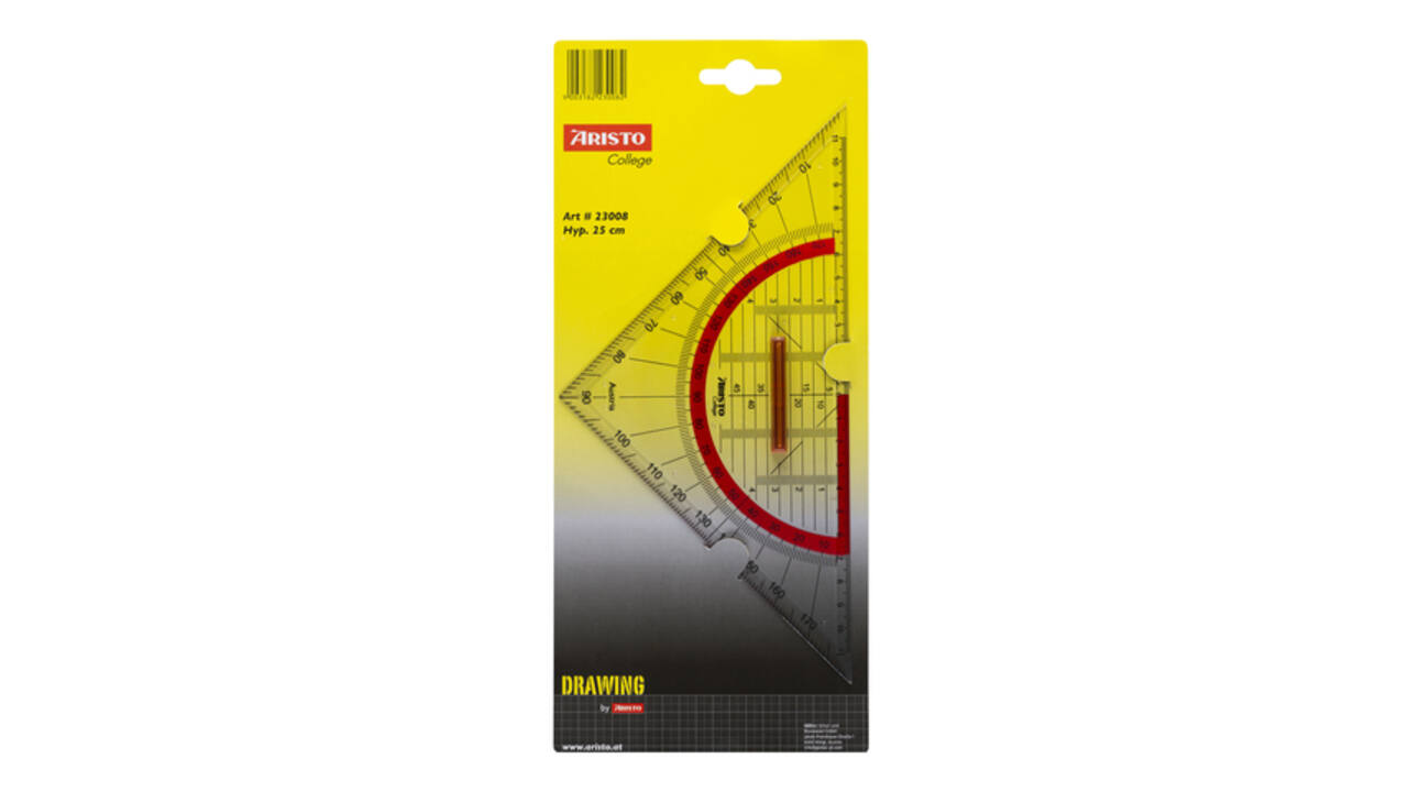 Geodriehoek Aristo GEOCollege 220mm met greep transparant