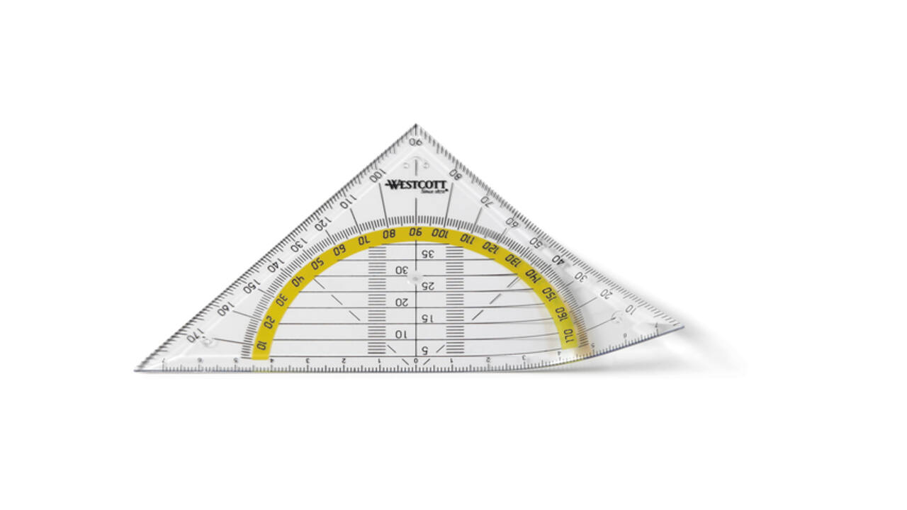 Geodriehoek Westcott 14cm flexibel transparant