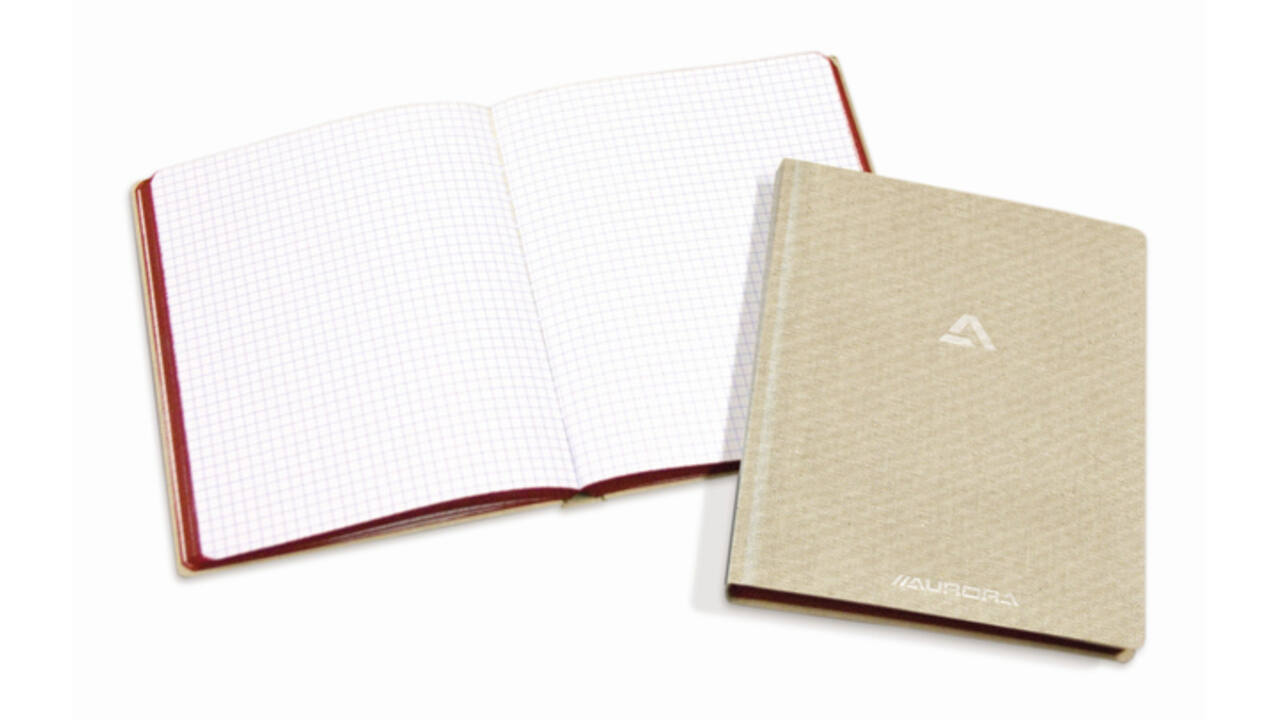Notitieboek Aurora A5 ruit 5x5mm 192 pagina's 80g linnen grijs