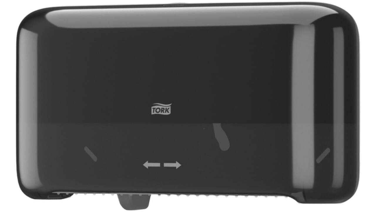 Toiletpapierdispenser Tork T7 Elevation Optiserve Coreless medium duo zwart 558068