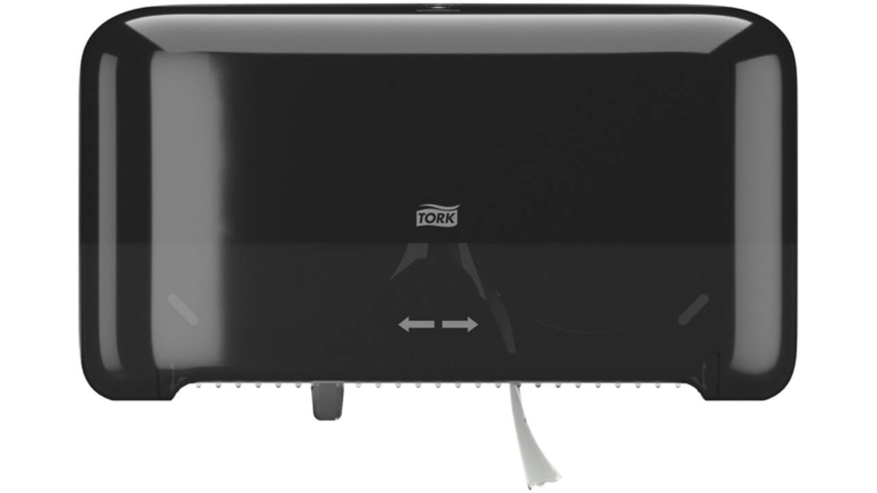 Toiletpapierdispenser Tork T7 Elevation Optiserve Coreless medium duo zwart 558068